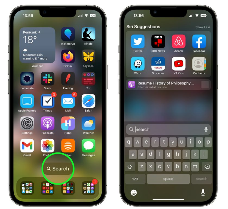 陆河苹果手机维修分享升级到 iOS 16 后，如何删除主屏幕上的搜索按钮 